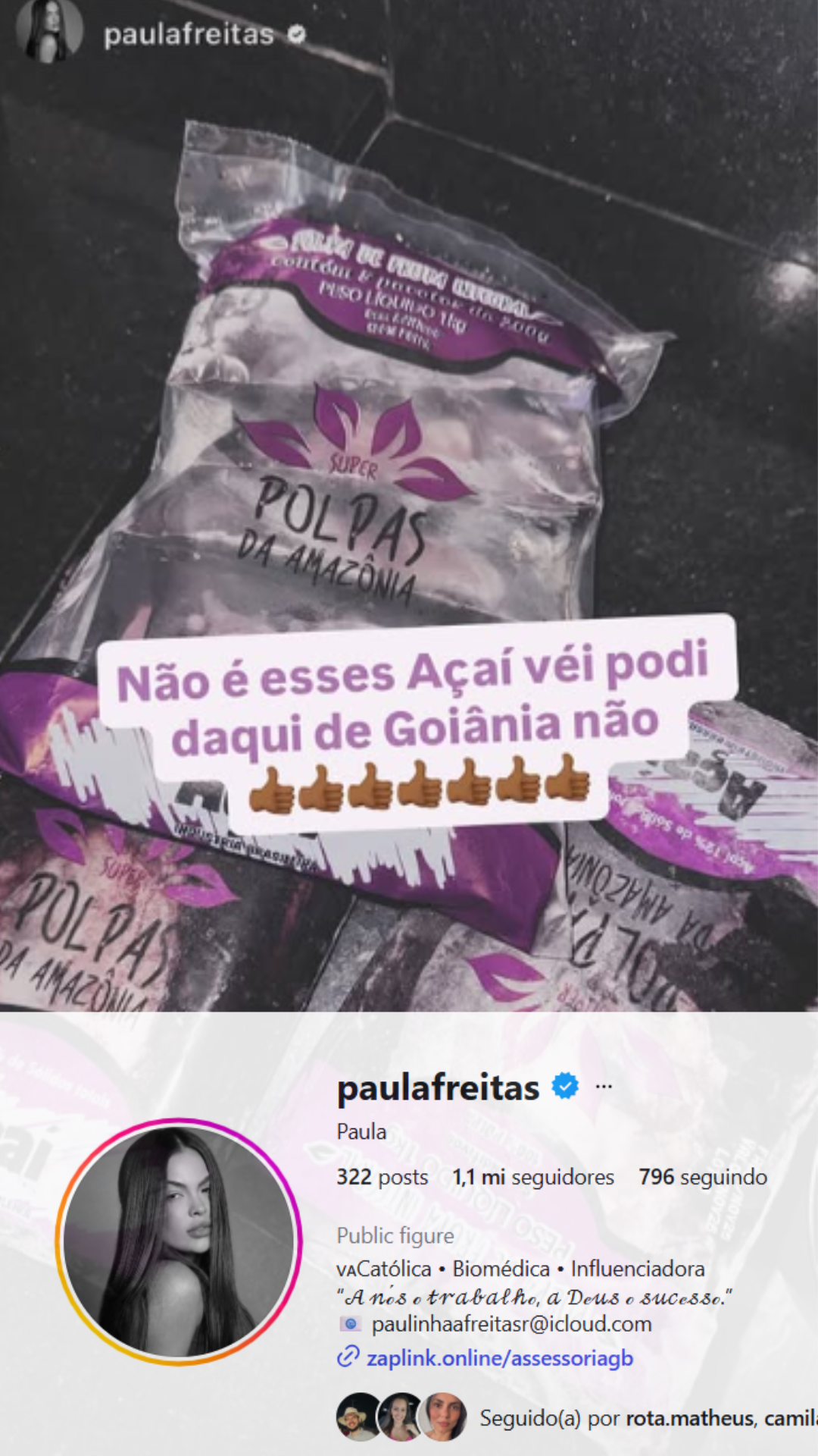 Depoimento de cliente sobre o Açaí Raiz